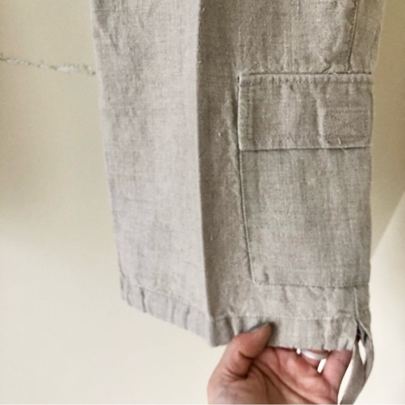 Eddie Bauer 100% Linen Khaki Cargo Pants Size 16 Tall - Picture 3 of 9